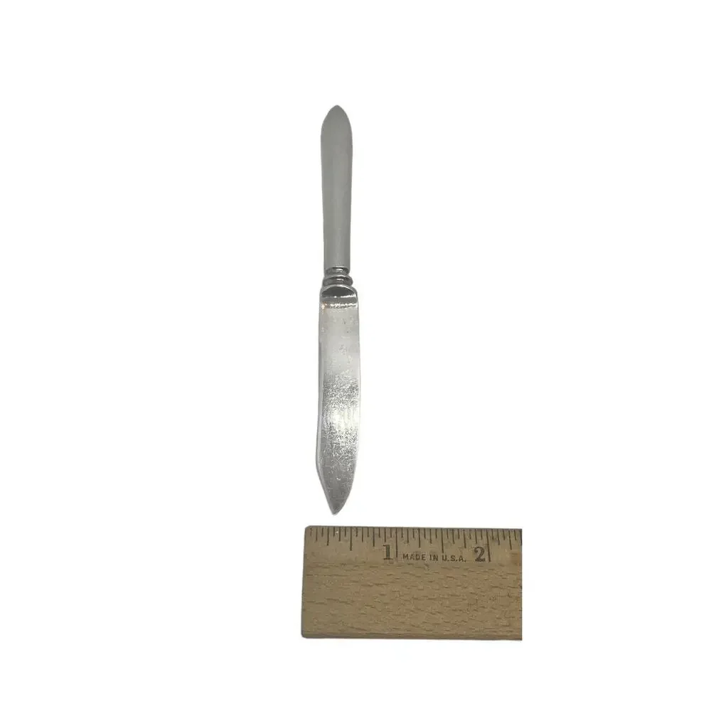 Mid 20th Century Glossy Silver Plate 6 1/4” Fruit Knives Set Of Three Unbranded